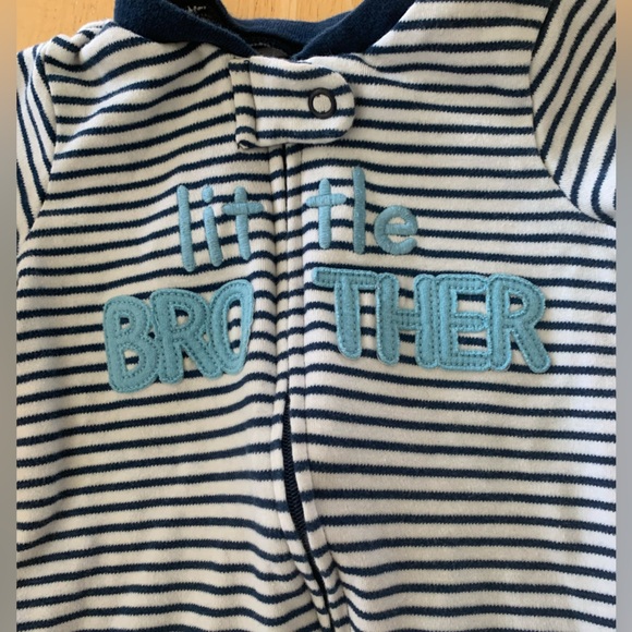 Carter’s | “Little Brother” Striped Footie Onsie - Picture 2 of 3